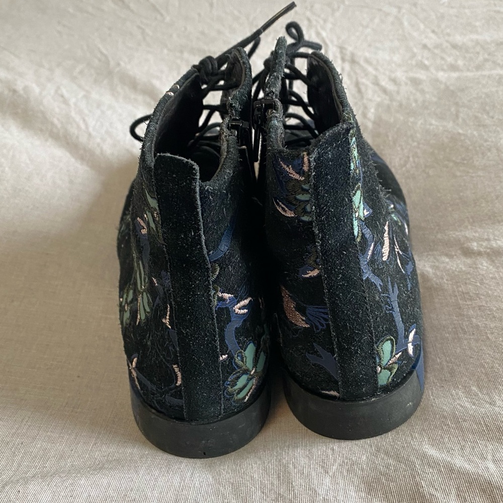 Camper Twins Suede Black and Blue Floral Ankle Boots Size 41 (US 10) - Picture 5 of 13
